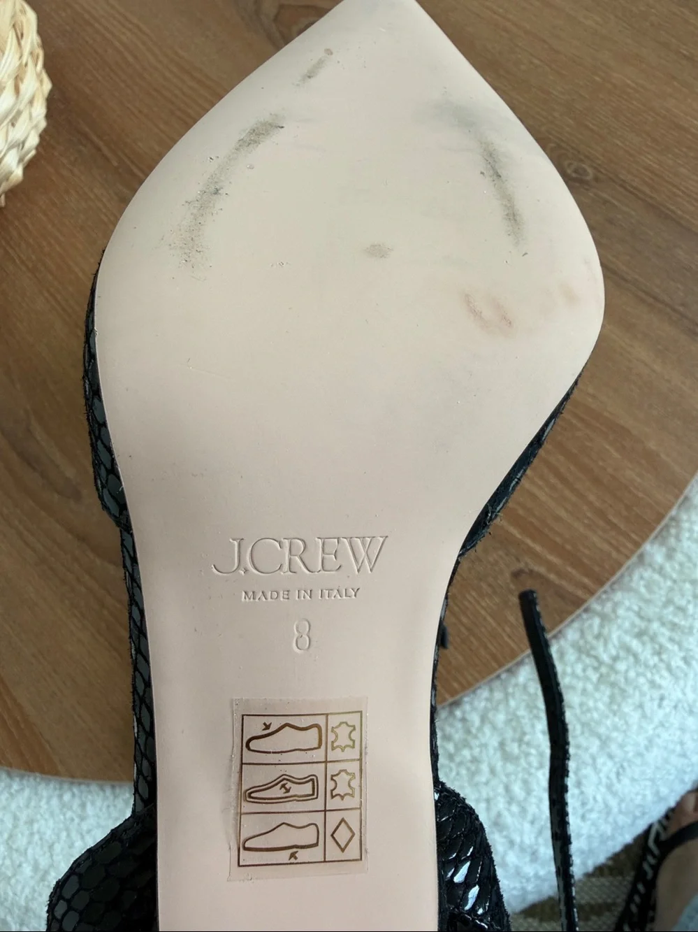 J.Crew Italian Leather Bow Slingback Heels Black Size 8 NWT